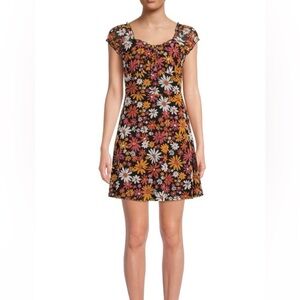 Mesh Dress Off the Shoulder With Vibrant Floral Print Size Small NWOT